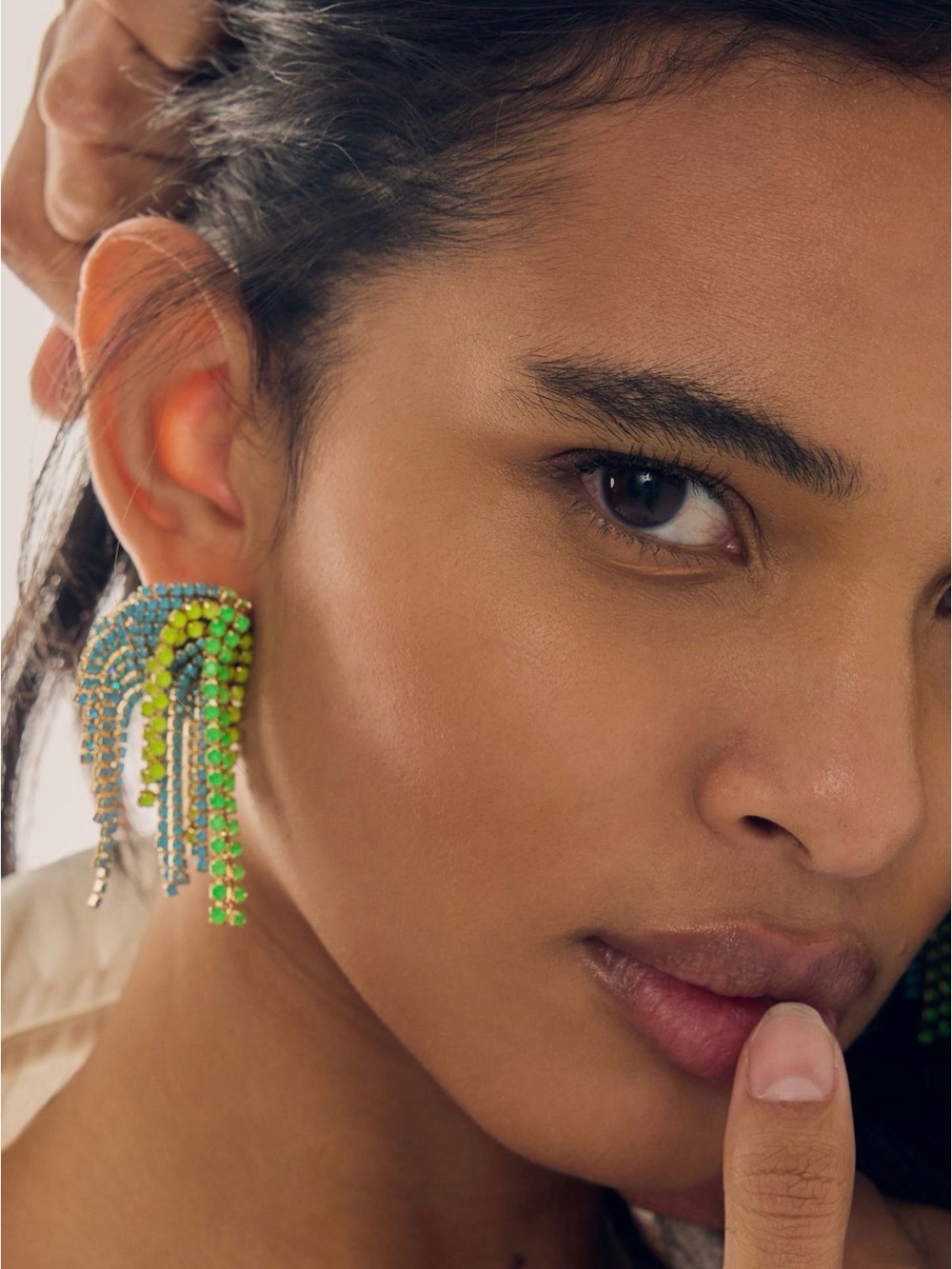 Anthroplogie festive firework drop earrings lime